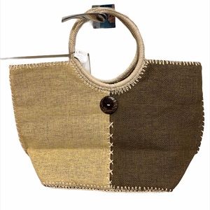 Bijoux Terner Straw Tote two toned brown and tan bag